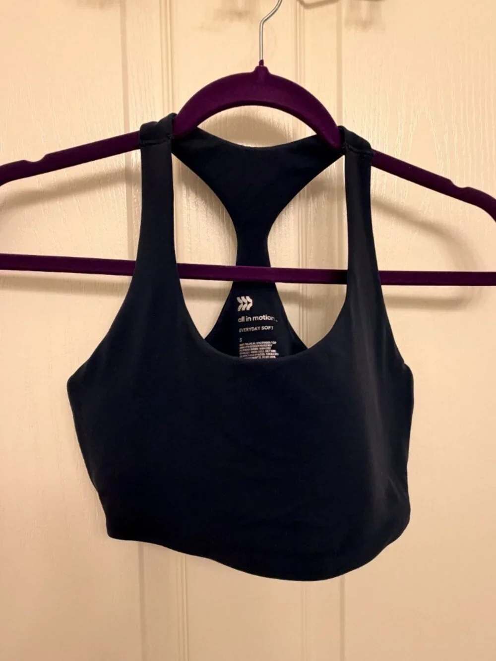 All In Motion Sports Bras Lot of 2 S Blue Stripe & Pink Floral Nylon/Spandex